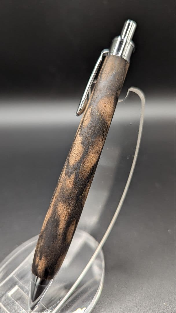 384ペン工房翌檜　極上　黒柿　孔雀杢　木軸シャーペン　ボールペン