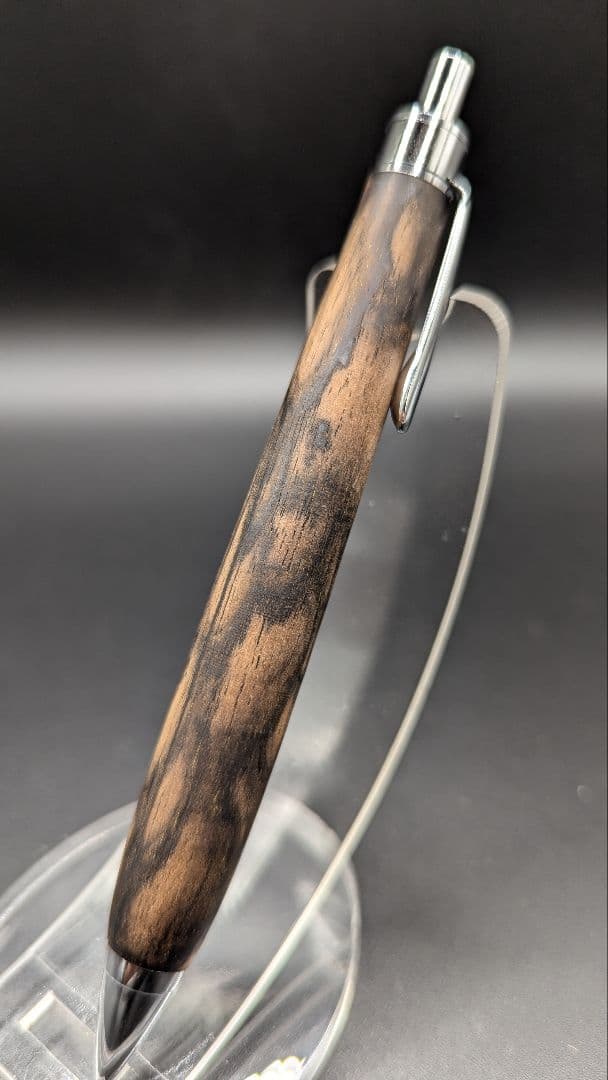 384ペン工房翌檜　極上　黒柿　孔雀杢　木軸シャーペン　ボールペン