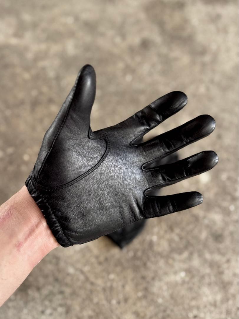 上質レザー 革手袋 レザーグローブ 警察官 黒 レザー手袋 ショート丈