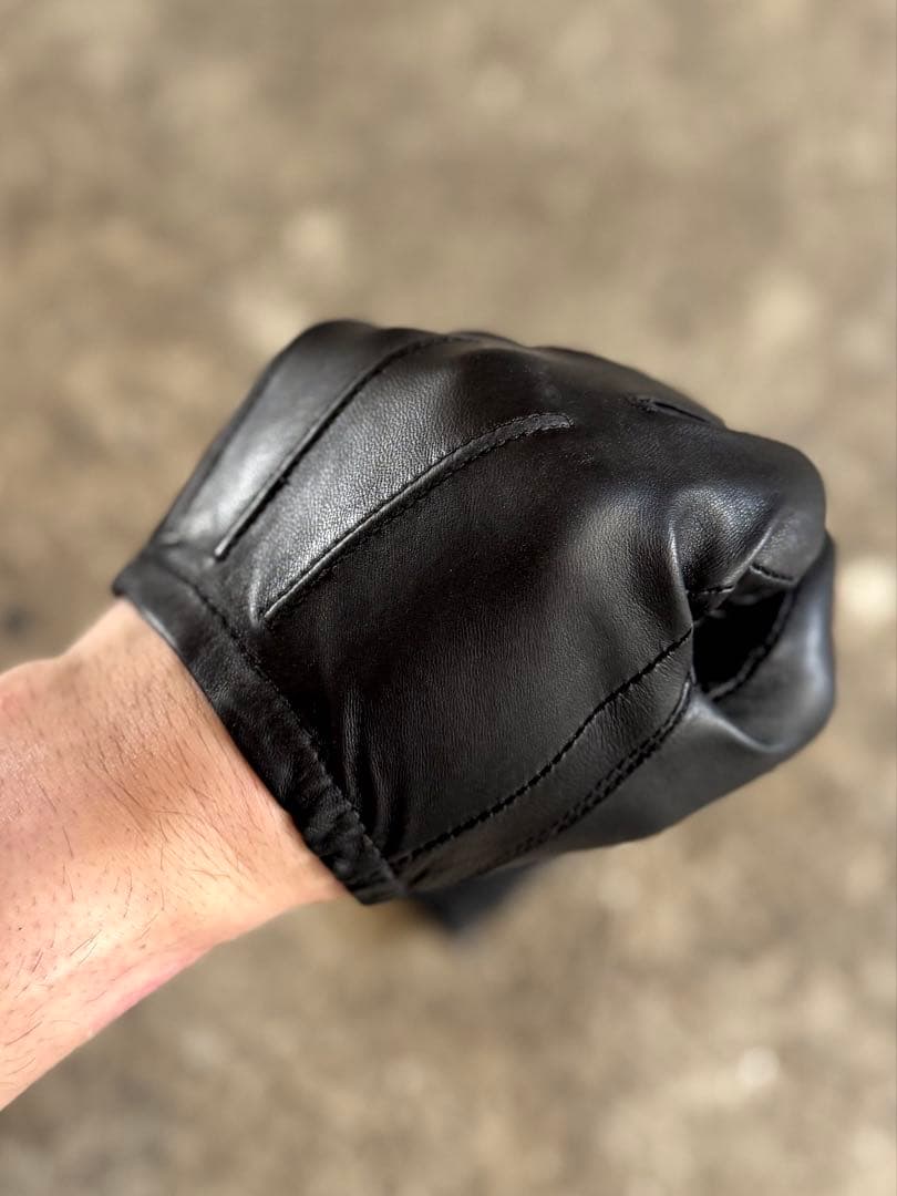 上質レザー 革手袋 レザーグローブ 警察官 黒 レザー手袋 ショート丈