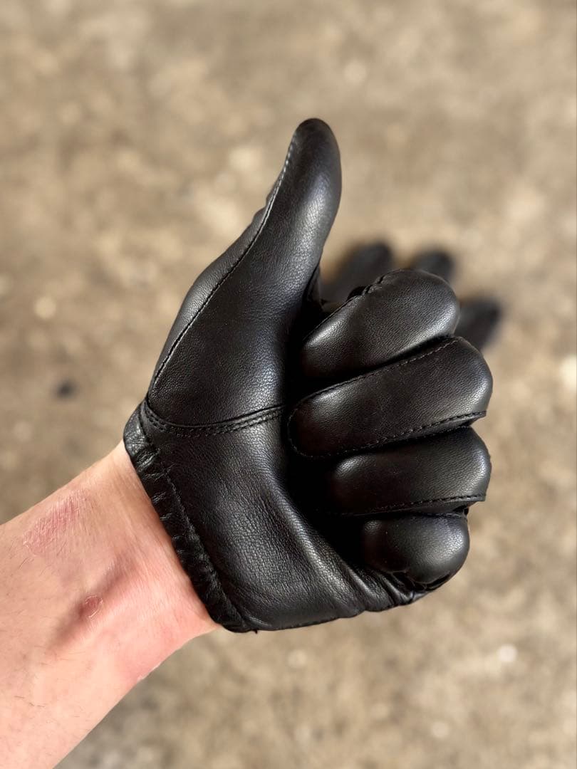 上質レザー 革手袋 レザーグローブ 警察官 黒 レザー手袋 ショート丈