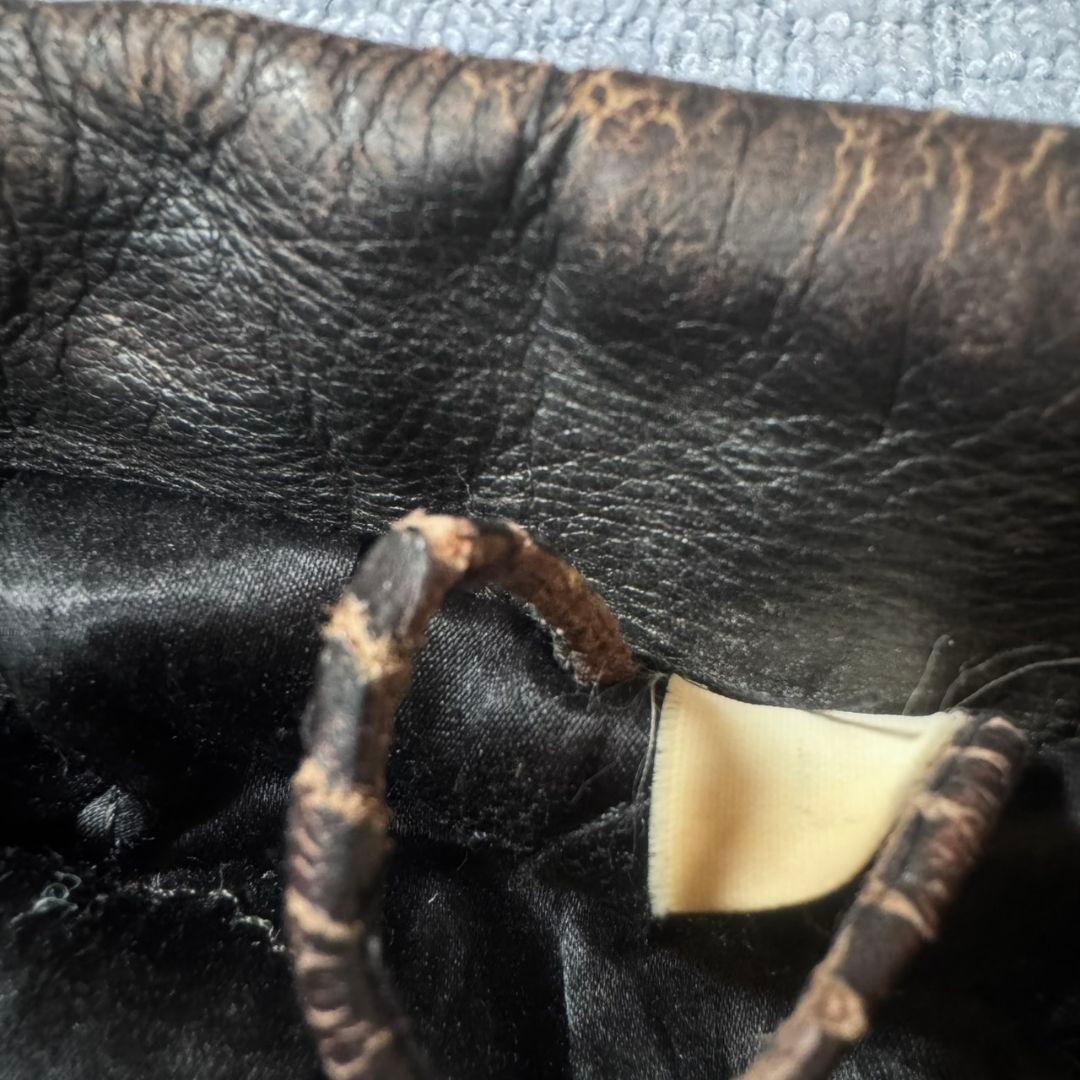 茶芯 ユーロ ヴィンテージ シングルライダース レザージャケット 古着 ブラウン