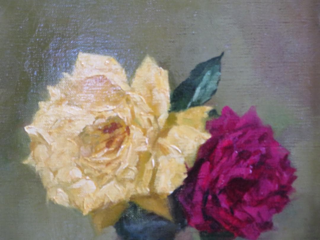 ◆石井光雄 「薔薇　ペルシャ壺」　F4号　日本自然派美術会委員　師：岡田三郎◆