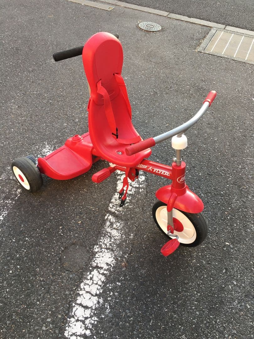 2人乗り三輪車（1人は立ち乗り）　ラジオフライヤー　フード付き　親用ハンドル付き