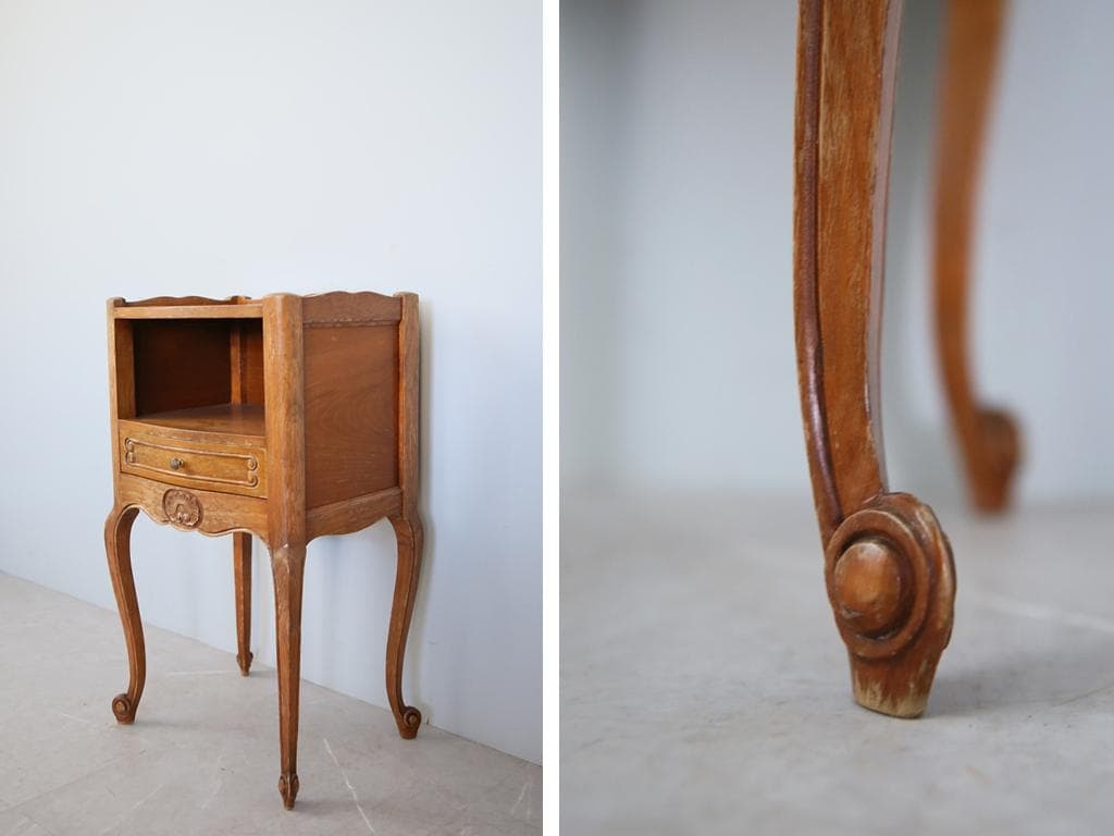 フランスアンティーク木製ベッドサイドキャビネット/ナイトテーブル90-143-2