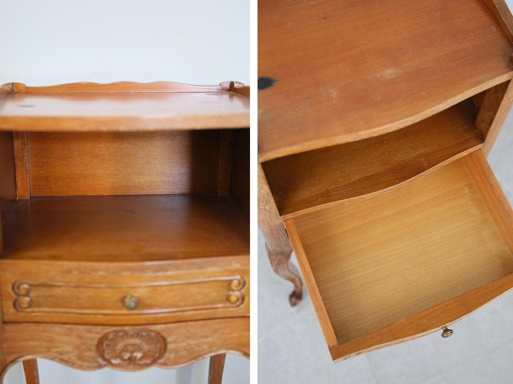 フランスアンティーク木製ベッドサイドキャビネット/ナイトテーブル90-143-2