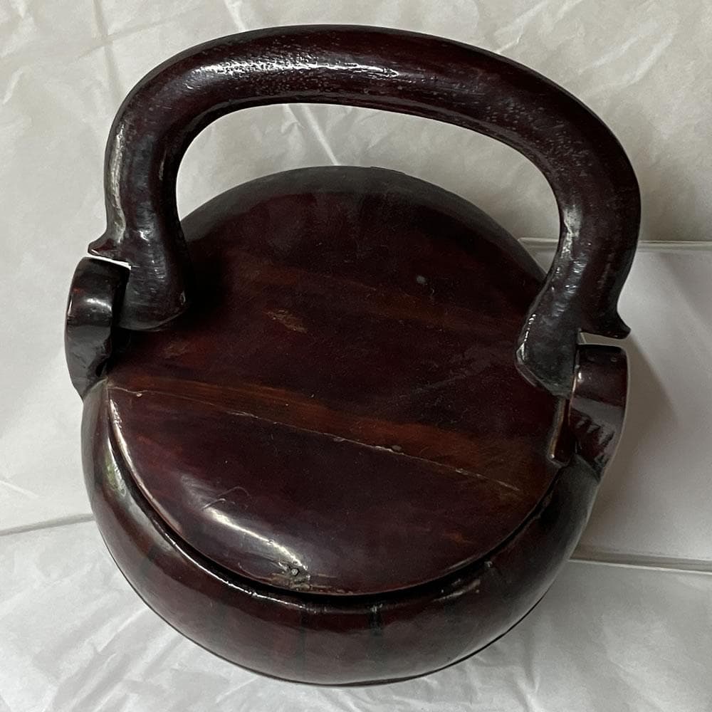 p042 唐物 寄木 手付籠 蓋物 菓子器 籠 手付篭 茶道具