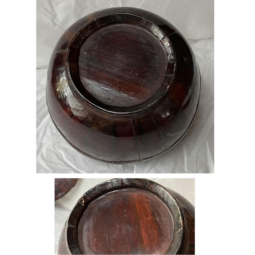 p042 唐物 寄木 手付籠 蓋物 菓子器 籠 手付篭 茶道具