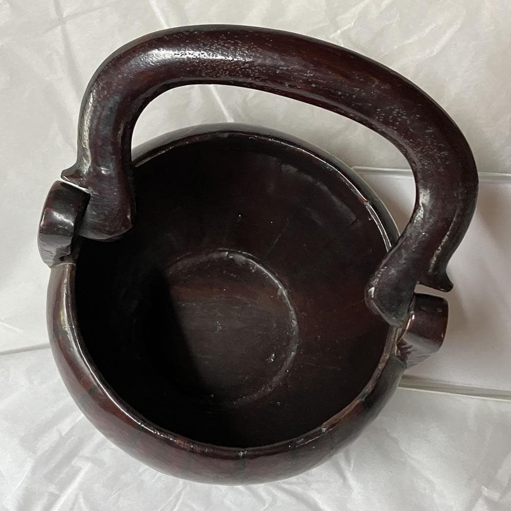 p042 唐物 寄木 手付籠 蓋物 菓子器 籠 手付篭 茶道具