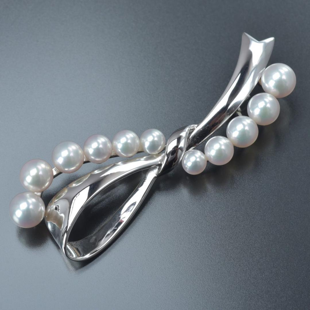 美品 ミキモト アコヤ真珠 ブローチ シルバー S刻印パール約6.4～4.5mm