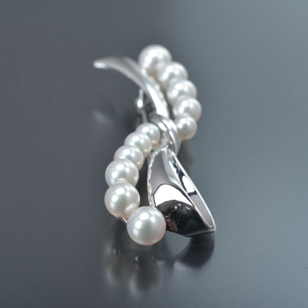 美品 ミキモト アコヤ真珠 ブローチ シルバー S刻印パール約6.4～4.5mm