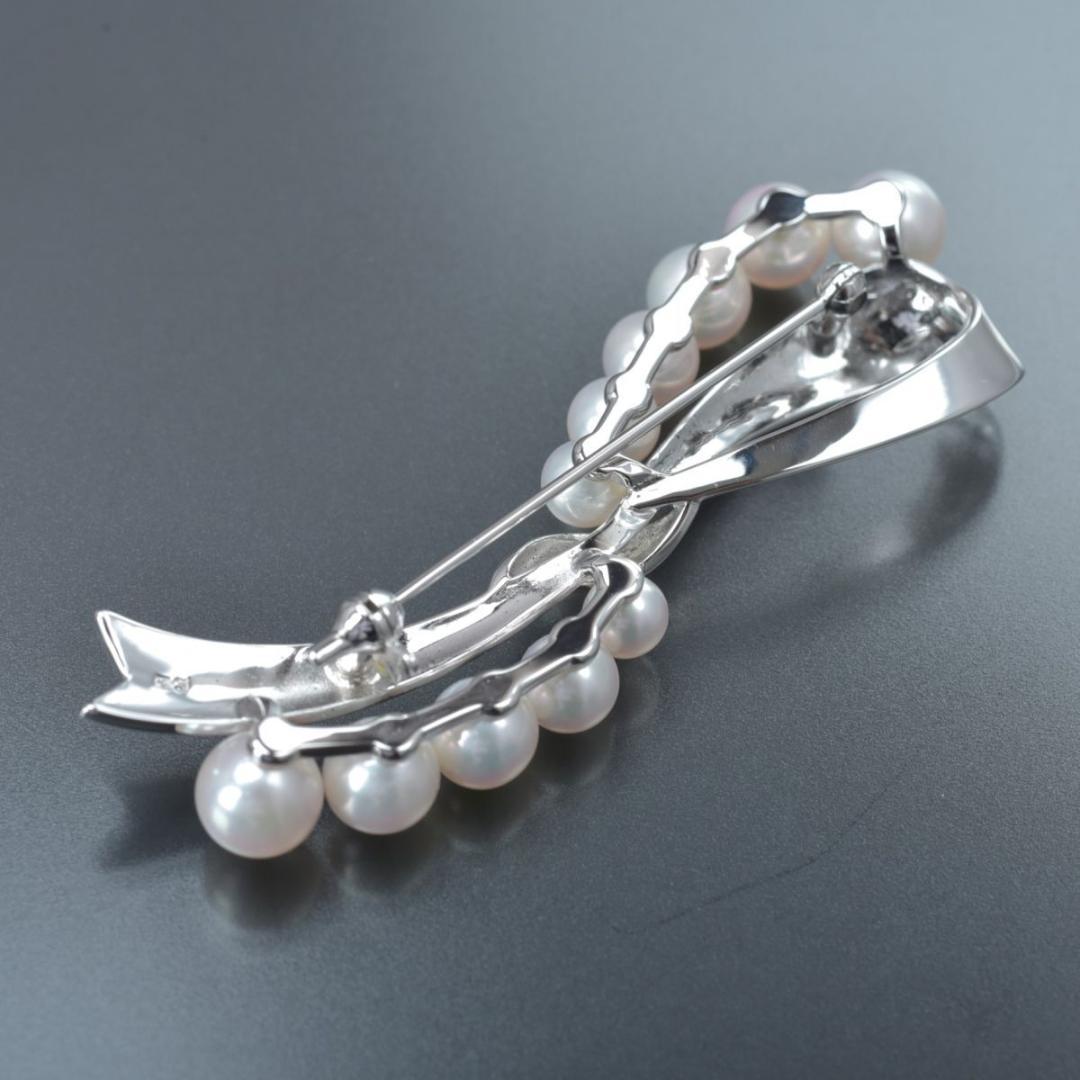美品 ミキモト アコヤ真珠 ブローチ シルバー S刻印パール約6.4～4.5mm