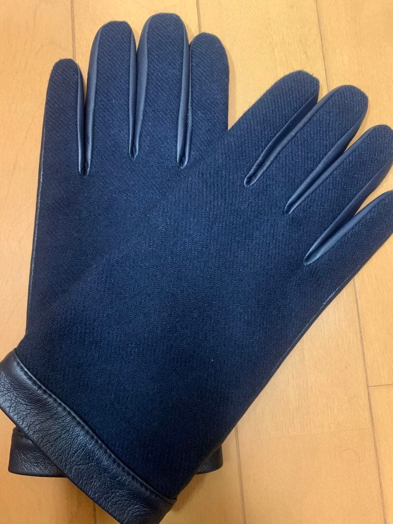 【新品未使用】BOSS レザーウール手袋 黒