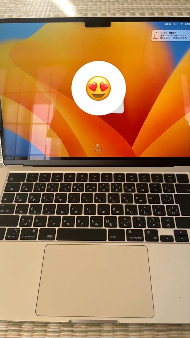 バッテリー最大容量100%MacBookair m2 スターライト 充電器箱付き