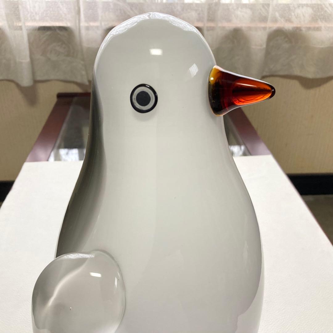 岩津ガラス ペンギン 置物 オブジェ ランプシェード スタンド 工芸品 レトロ