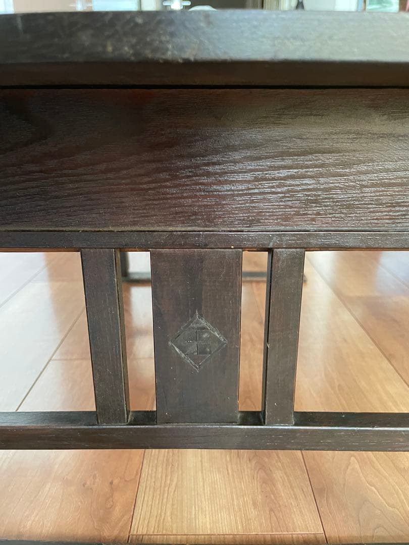 【昭和初期】和風文机 2つ引き出し付き ダークブラウン