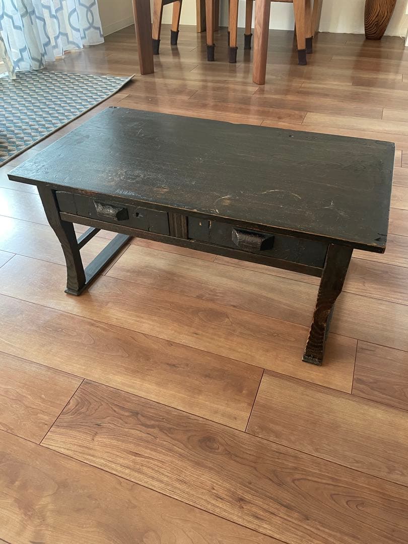 【昭和初期】和風文机 2つ引き出し付き ダークブラウン