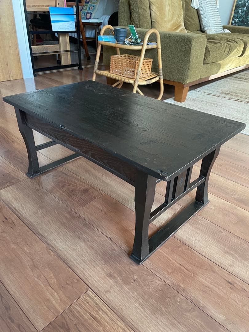 【昭和初期】和風文机 2つ引き出し付き ダークブラウン