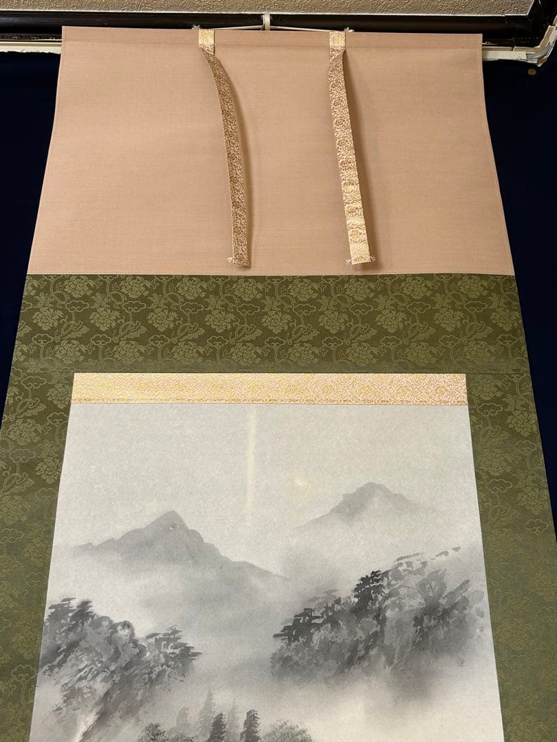 「渓山流水」　松本秋峰 掛け軸 掛軸 共箱あり 山水図　二重箱　100