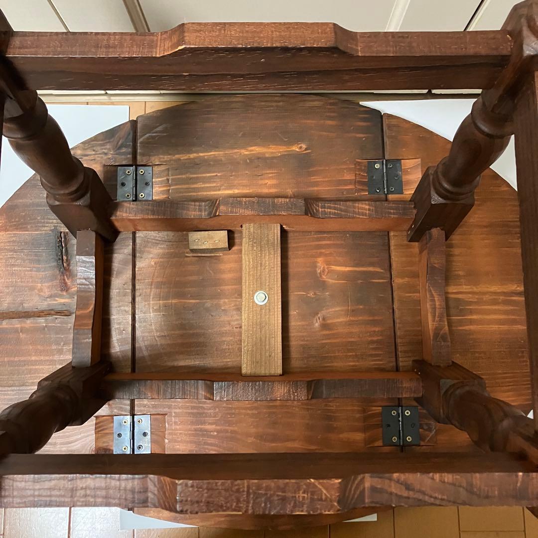 木製折りたたみ式ローテーブル　アンティークコーヒーテーブルバタフライ机楕円机