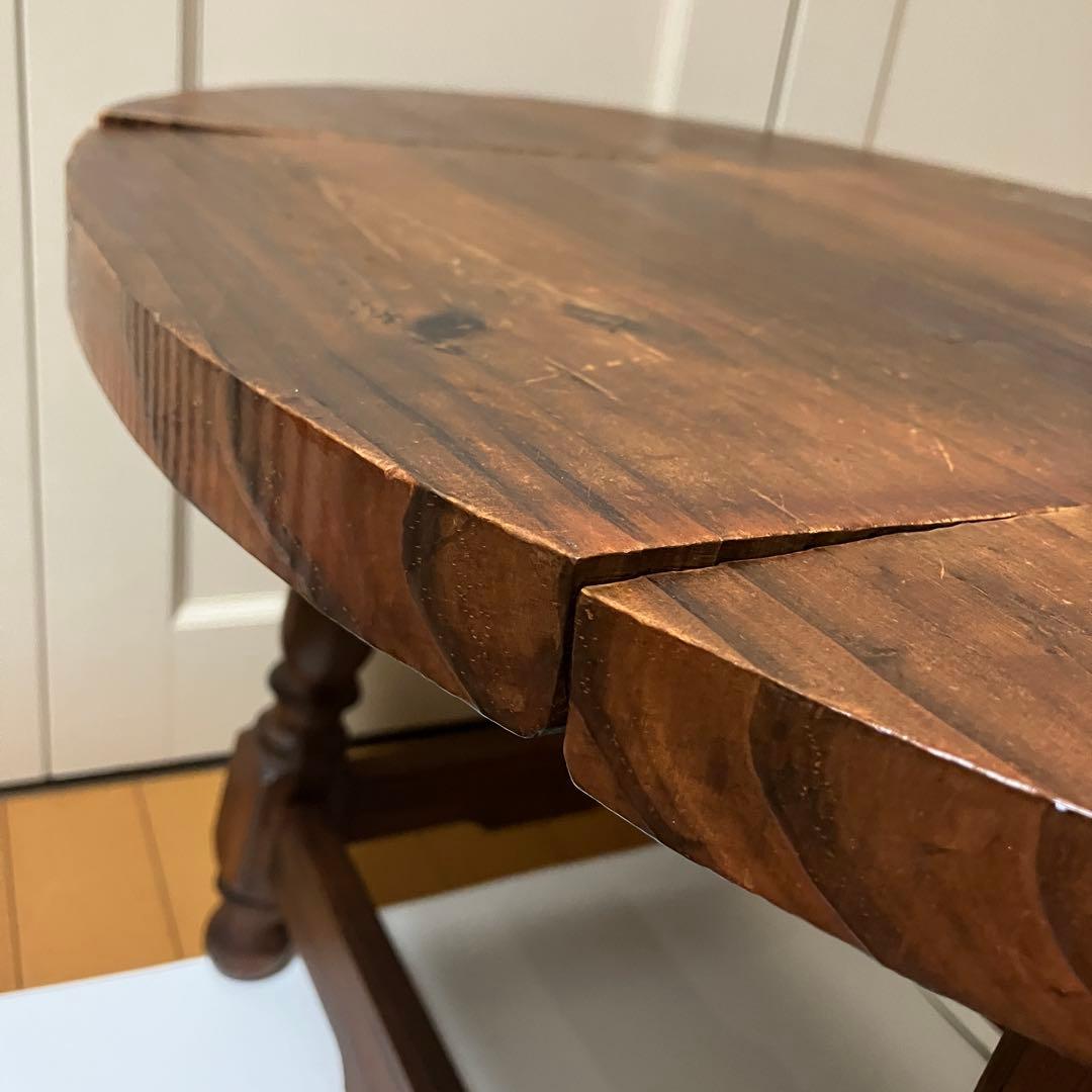 木製折りたたみ式ローテーブル　アンティークコーヒーテーブルバタフライ机楕円机