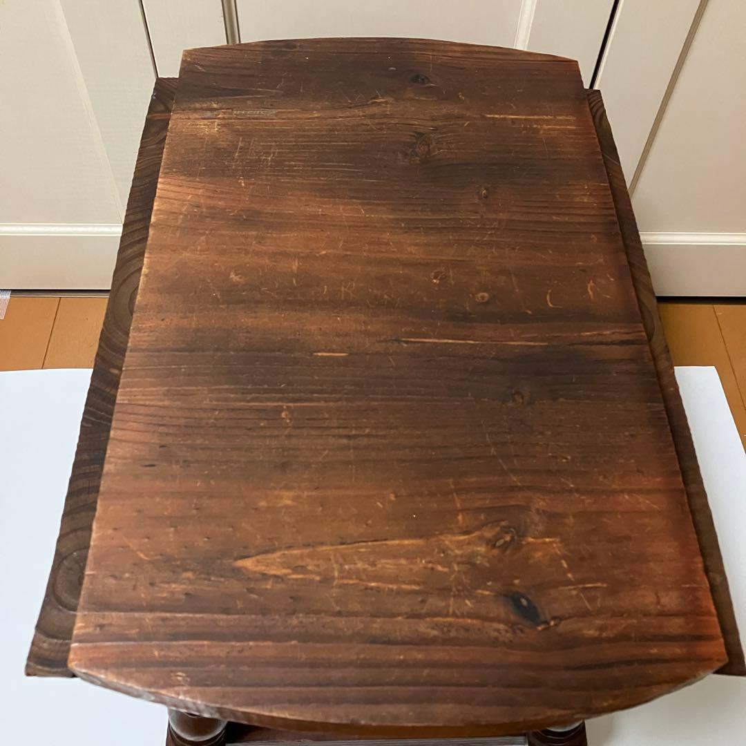 木製折りたたみ式ローテーブル　アンティークコーヒーテーブルバタフライ机楕円机