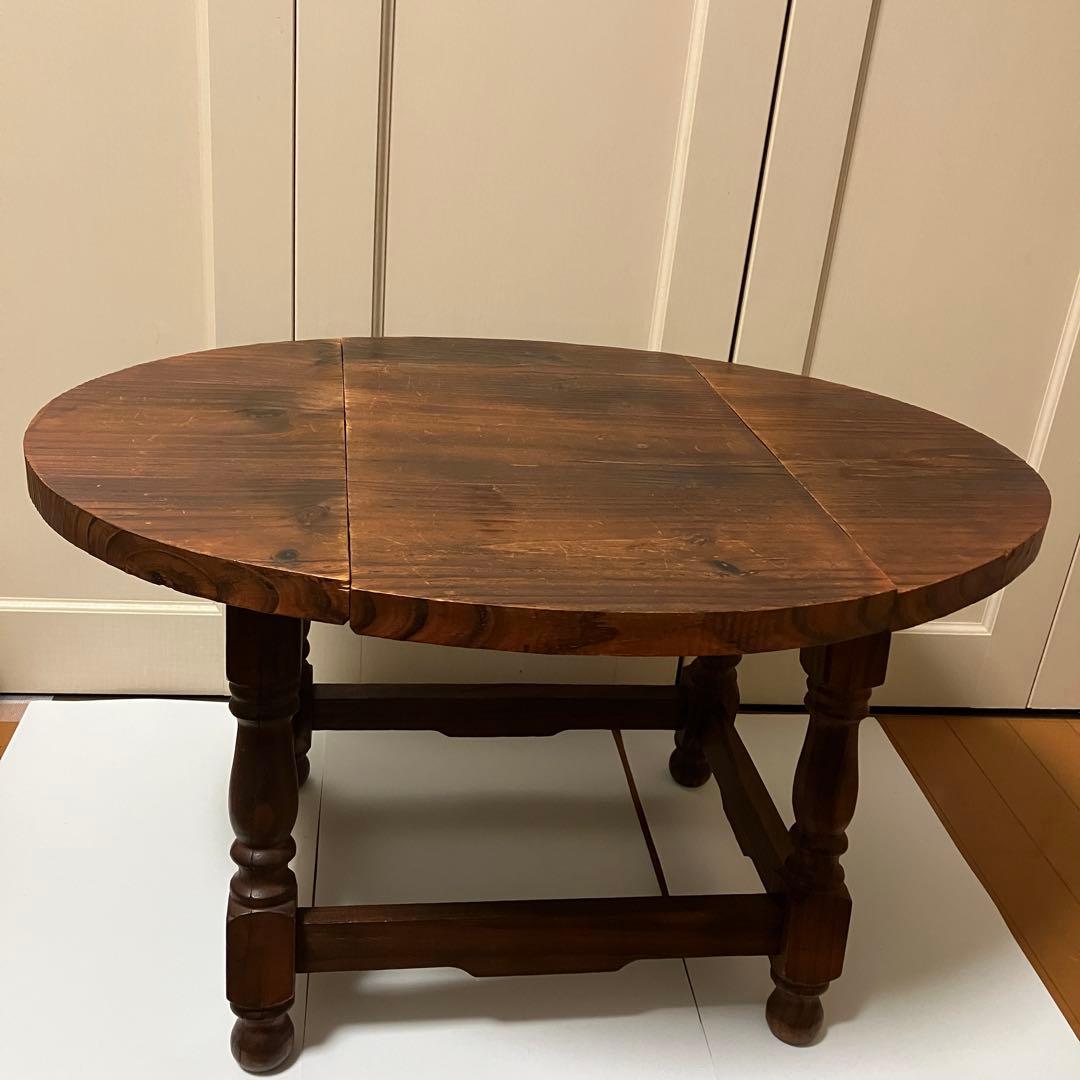 木製折りたたみ式ローテーブル　アンティークコーヒーテーブルバタフライ机楕円机