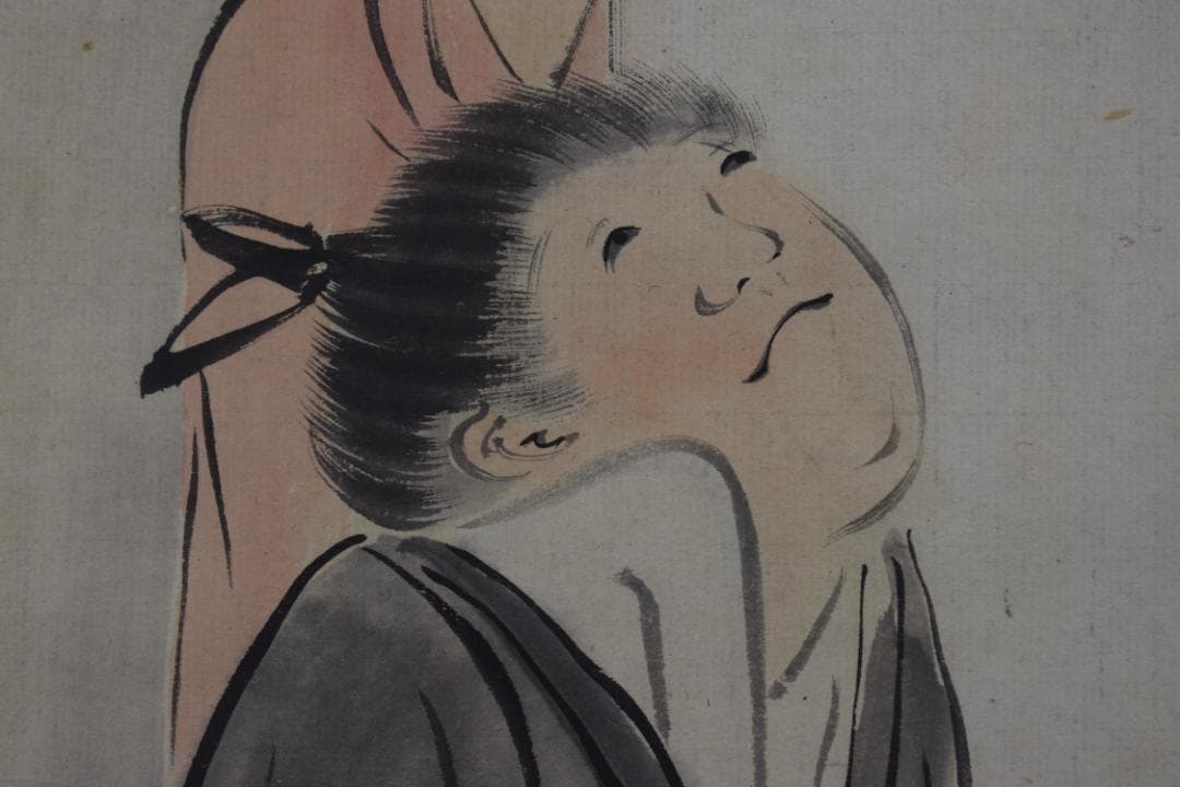 【真作】森徹山/常磐御前図/義経の母/掛軸☆宝船☆Z-404