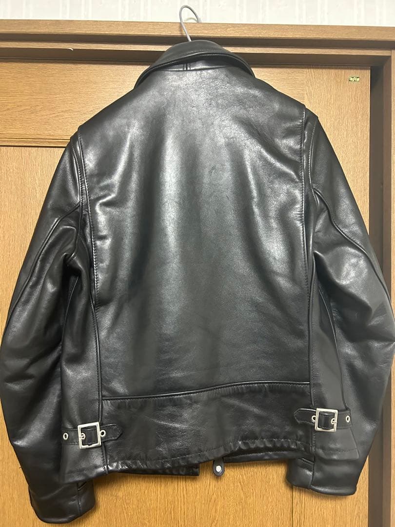 Schott ブラック シングルライダースジャケット 38