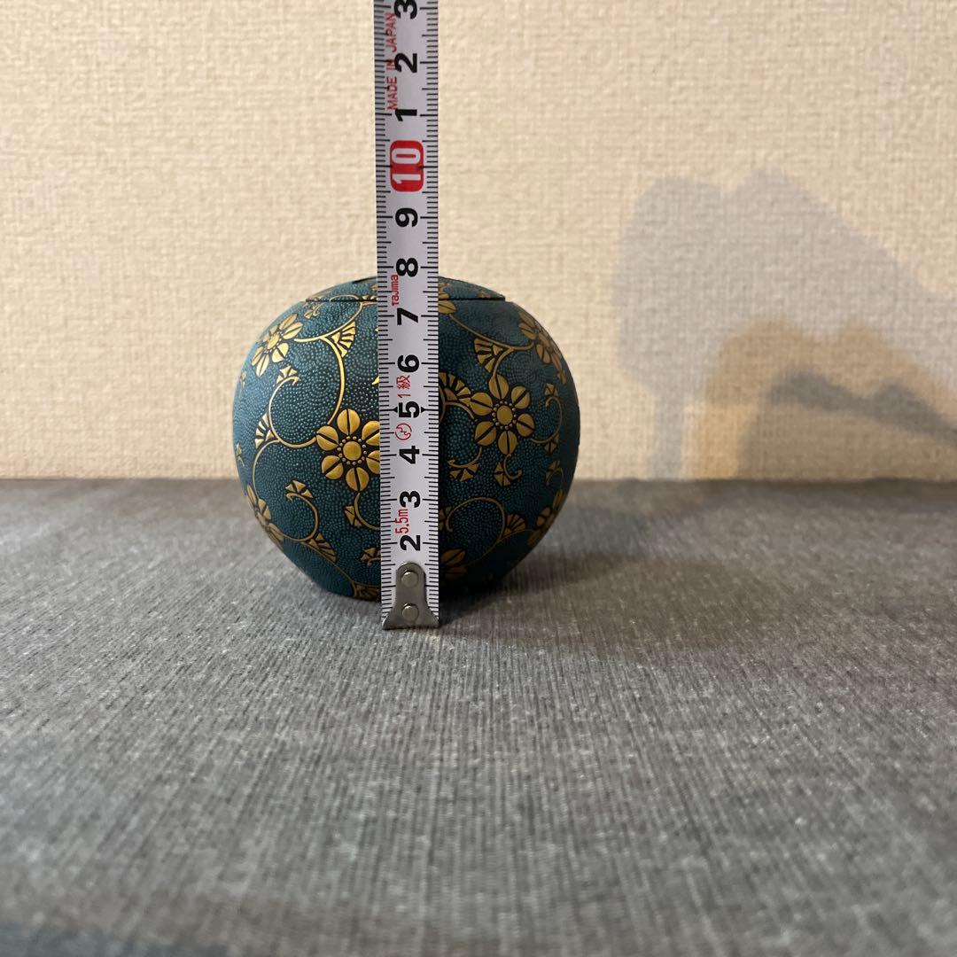 時代物　九谷焼　仲田錦玉 造「渦打青粒 香炉」唐草図 丸形香道具 茶道具