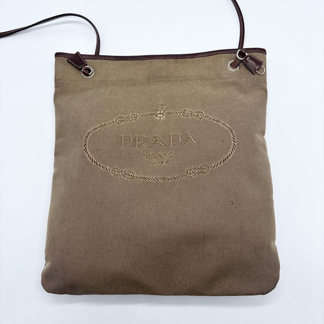 リ*サ様 PRADA ロゴジャガード キャンバス サコッシュ ショルダーバッグ