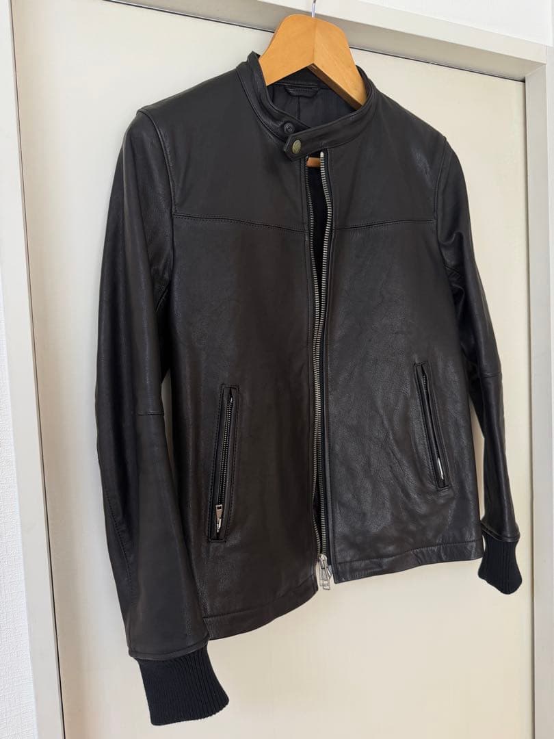 【名作希少サイズ3】ラウンジリザード 牛革シングルライダース黒 シンサレート中綿