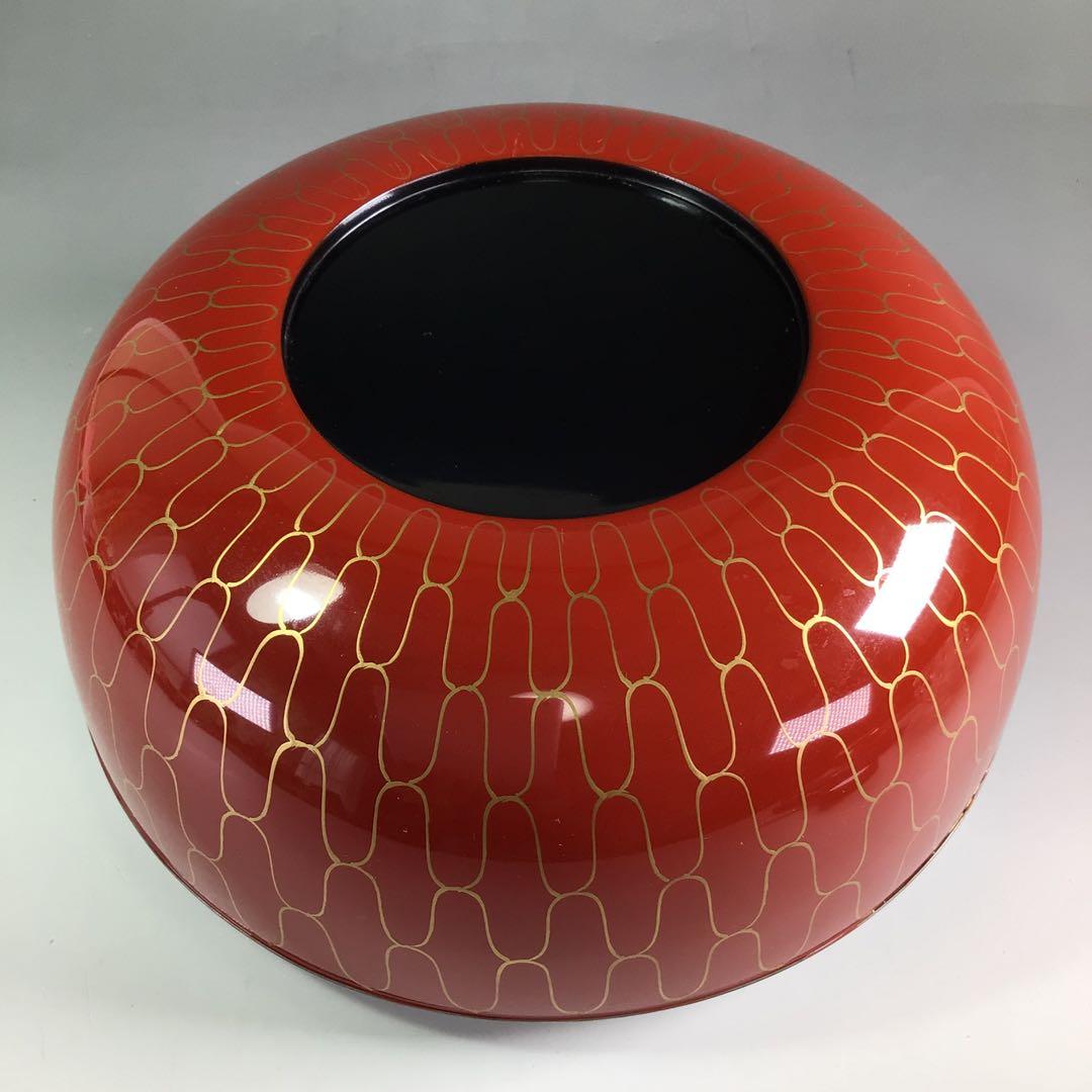 Ｒ３８２　喰籠　『岡本陽斎作』『大徳寺　藤井誡堂　箱書』『朱塗金網目蒔絵』　共箱