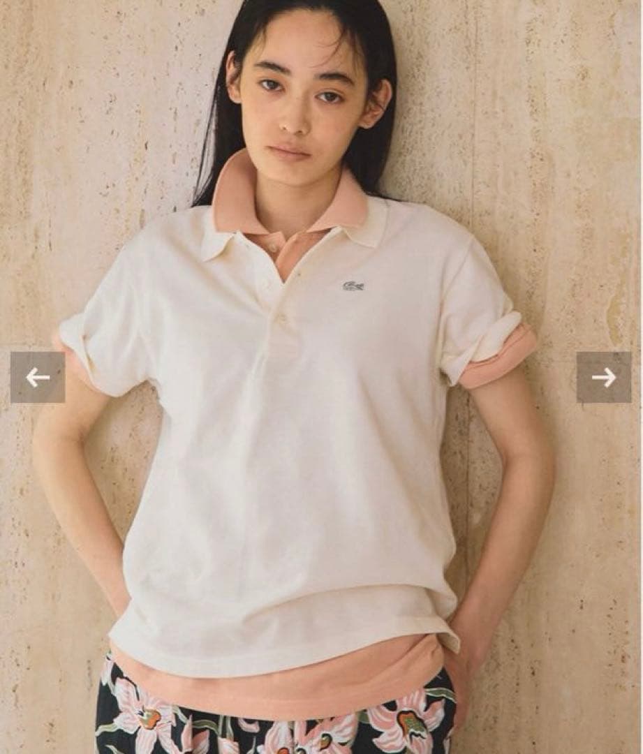 IENA LACOSTE 別注 ポロシャツ　ナチュラル　34