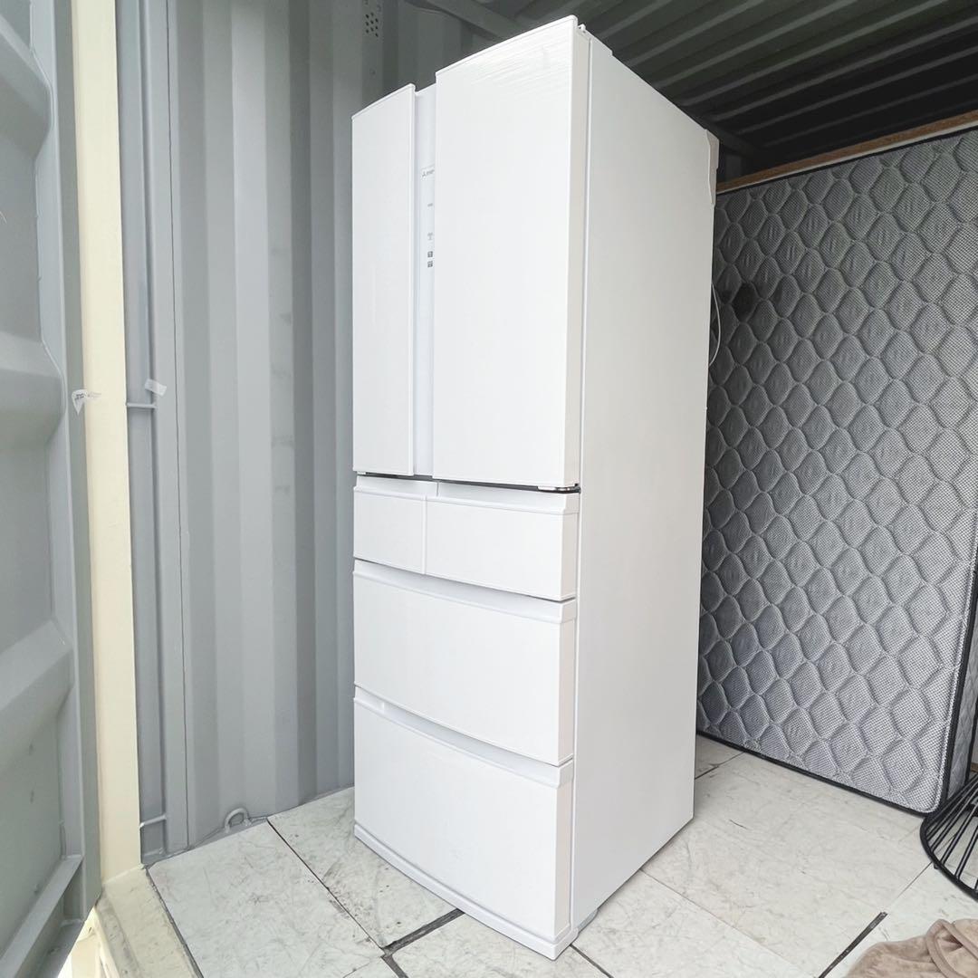 取付無料！三菱2段チルドルームおしゃれホワイトインテリア6ドア冷蔵庫！洗濯機