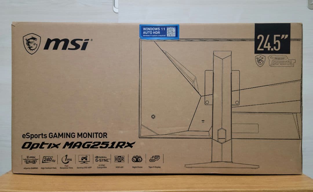 美品　MSI 24.5インチ　240Hz ゲーミングモニター　Type C