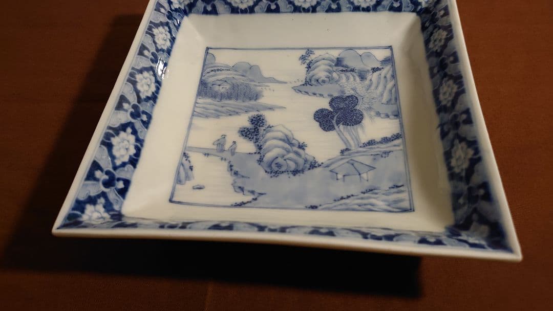 古伊万里　伊万里　角鉢　角皿　菓子皿　染付　アンティーク　蔵出し　江戸期　１客