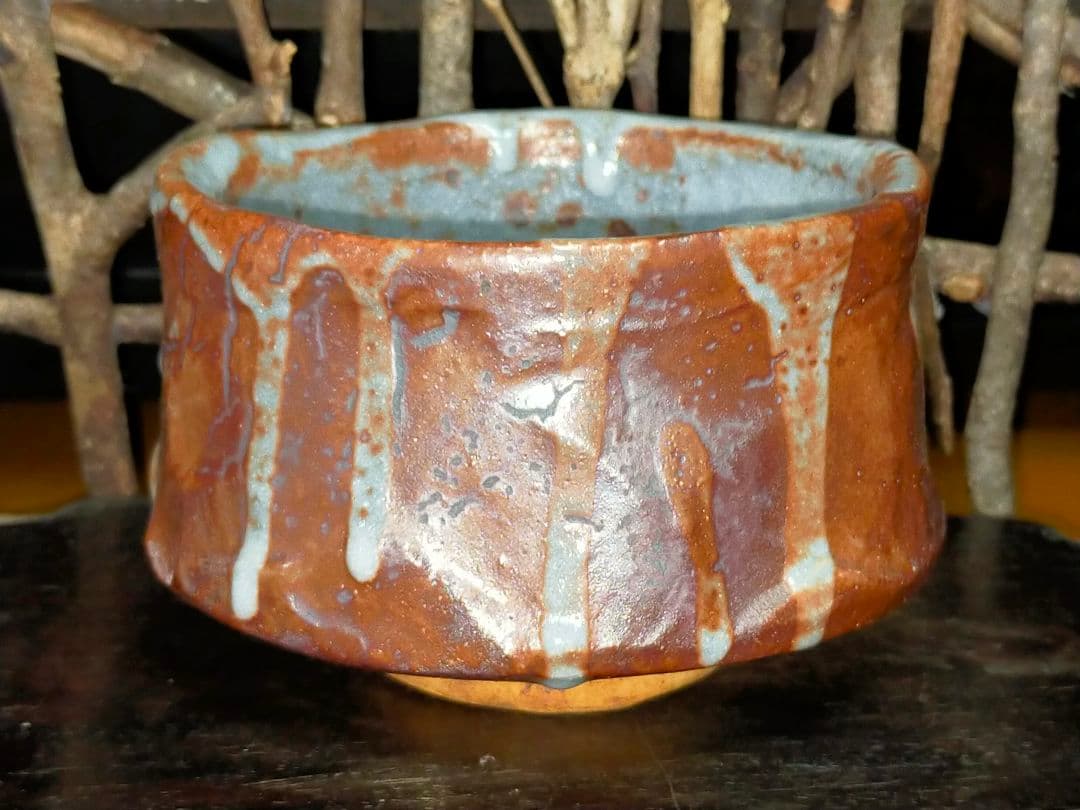 ♥美濃焼♥　鼠志野　志野　茶碗　在銘　茶道具　骨董　古玩　アンティーク