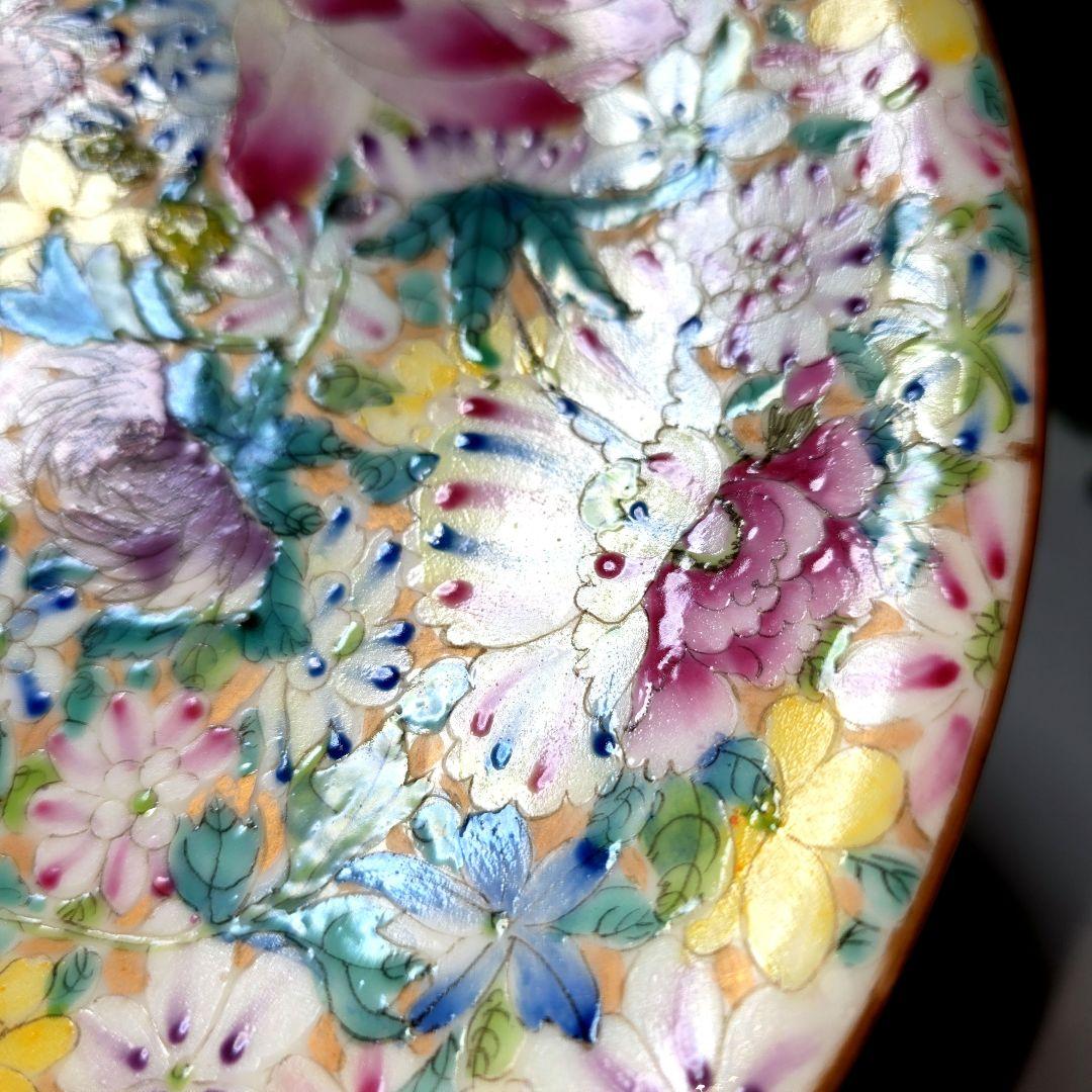 乾隆年製 中国美術 粉彩百花不落地/花詰 28cm 大皿 盛皿