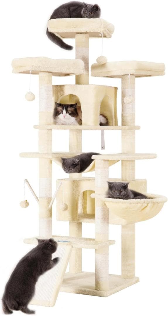 Hey-brother キャットタワー 高さ180cm ベージュJMPJ034M