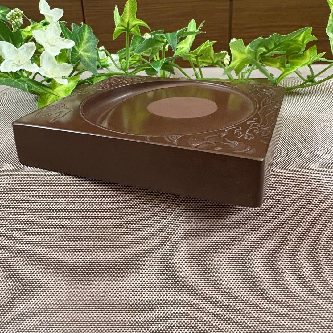 紅溪石硯 原口梅羊（梅羊刀）　書道具　宮崎県伝統工芸品　未使用品　骨董品