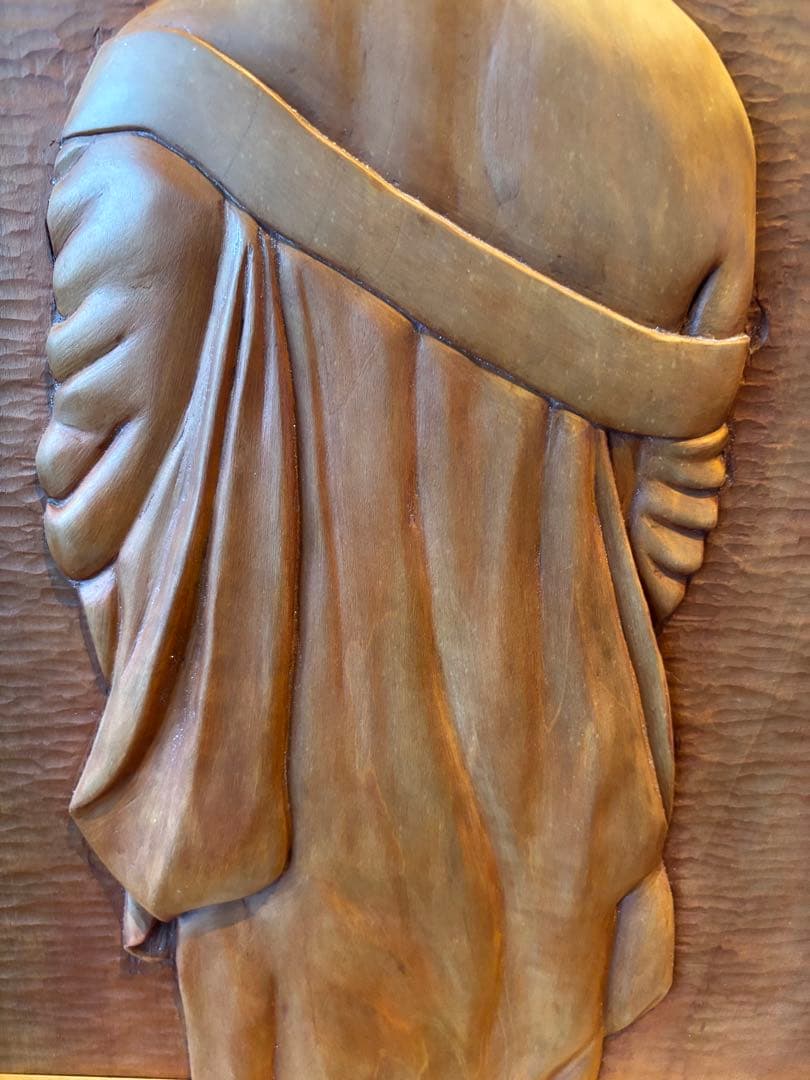 70cm 天然木 彫刻 観音像 レリーフ 木彫り 仏像