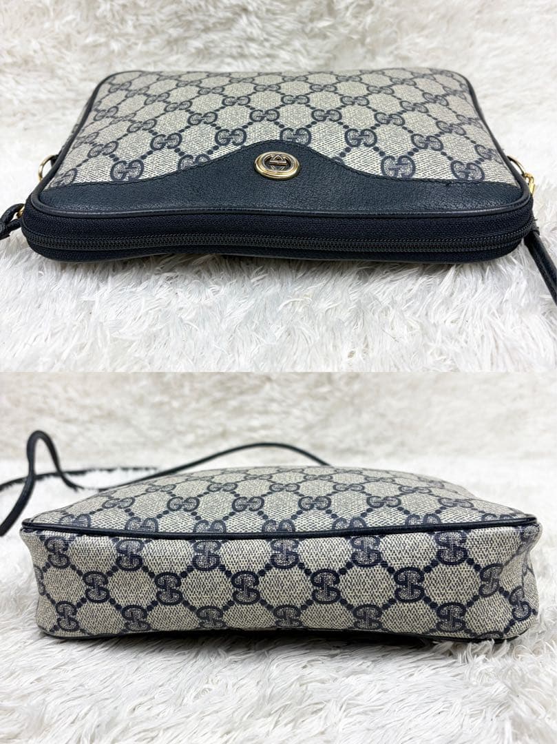 【美品】オールドグッチ GGスプリーム ロゴ金具 ショルダーバッグ ネイビー
