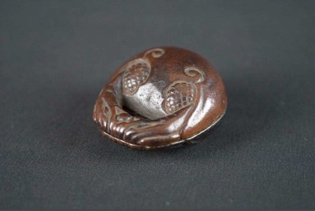 時代 古銅 木魚形 香合 茶道具 古美術