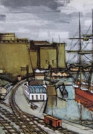 ベルナール・ビュッフェ「Brest,le chateau」希少画集の額装画