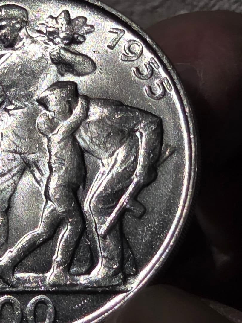 (稀少) チェコスロバキア人民共和国　解放10周年記念　100コルン銀貨1955