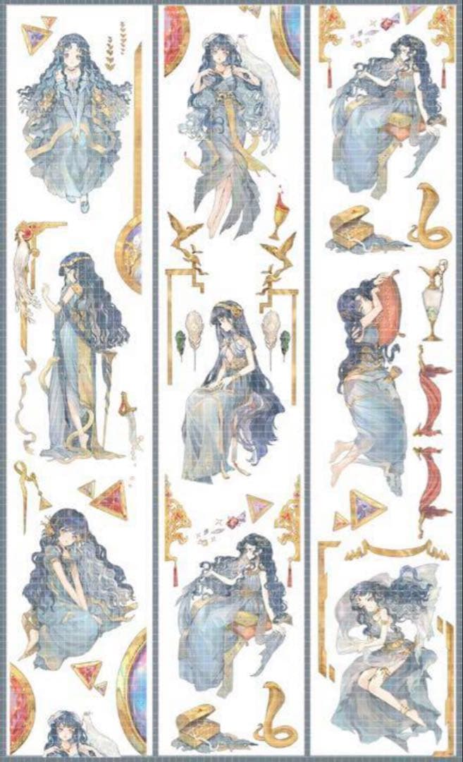 《在庫処分セール》海外　人物　マスキングテープ　墨魚 貝殼光7点、ホロ1点