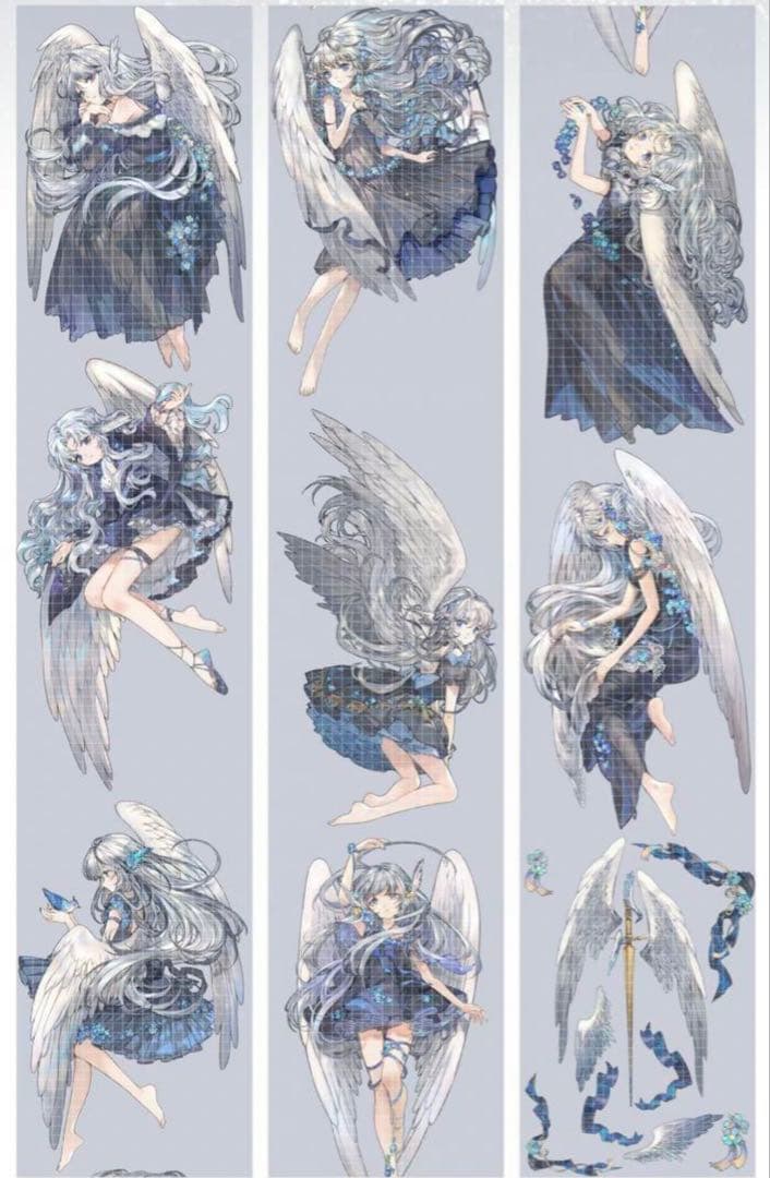 《在庫処分セール》海外　人物　マスキングテープ　墨魚 貝殼光7点、ホロ1点