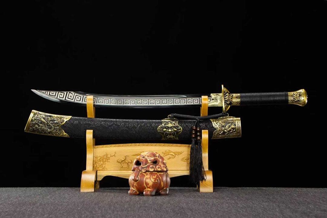 黒竜紋龍虎 美術刀 刀装具 模擬刀 日本刀 模造刀 武具 舞踊刀