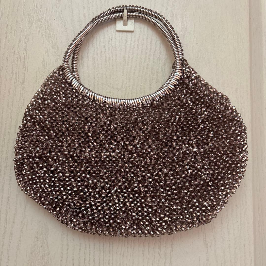 アンテプリマ　パープル系ビジュー付きビーズバック　美品　値下げ